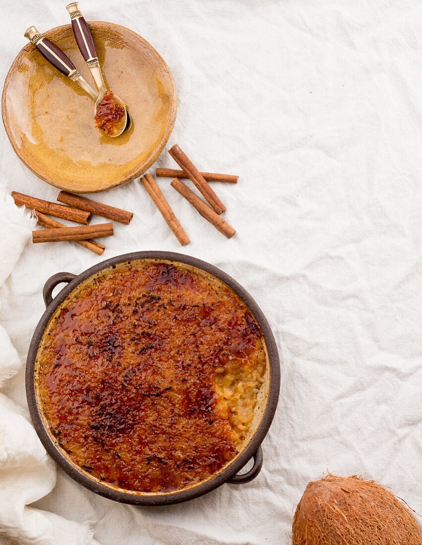 Caramelised rice and coconut pudding from the Caribbean