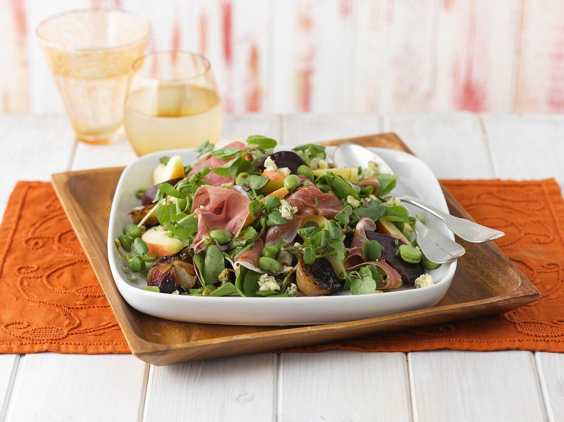 Parma ham salad with Stilton cheese