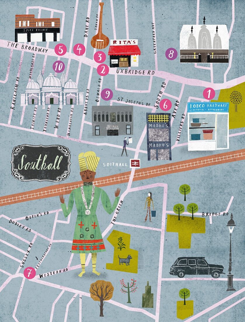 A map of Southall, London
