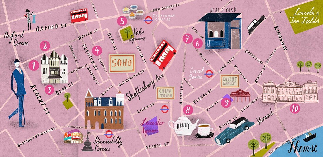 Karte Soho, London