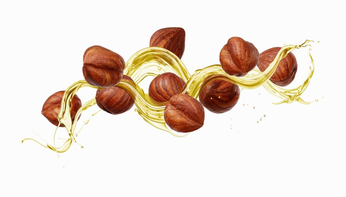 Hazelnuts with a splash of oil