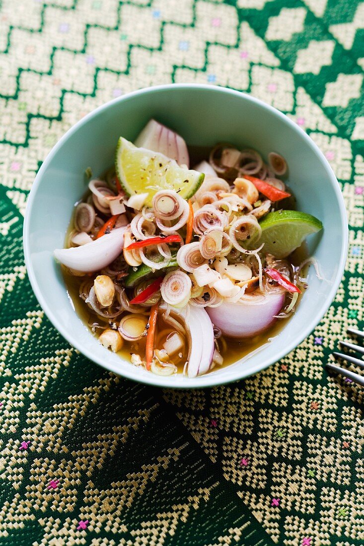 Yam Takrai (salad made with lemongrass, shallots and nuts, Thailand)