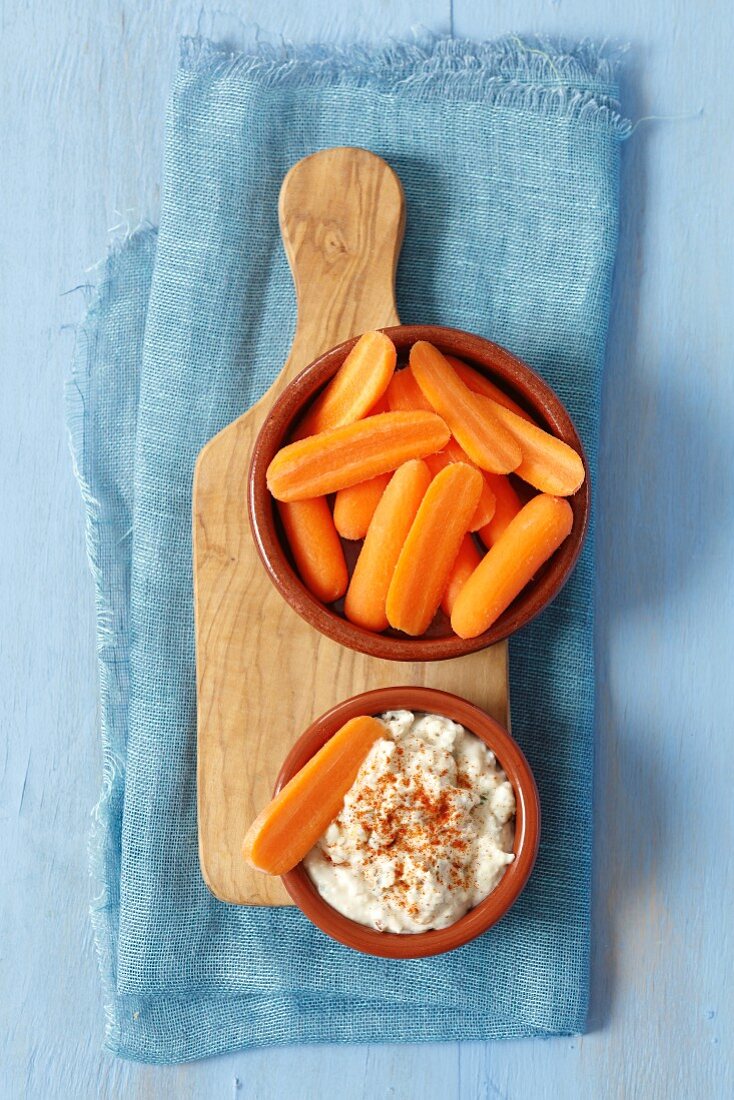 Carrots with a cheese dip
