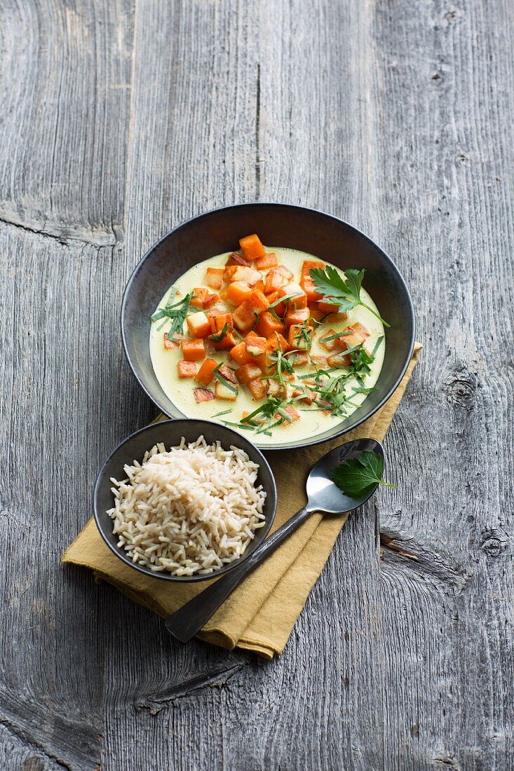 Süsskartoffelcurry mit Basmatireis