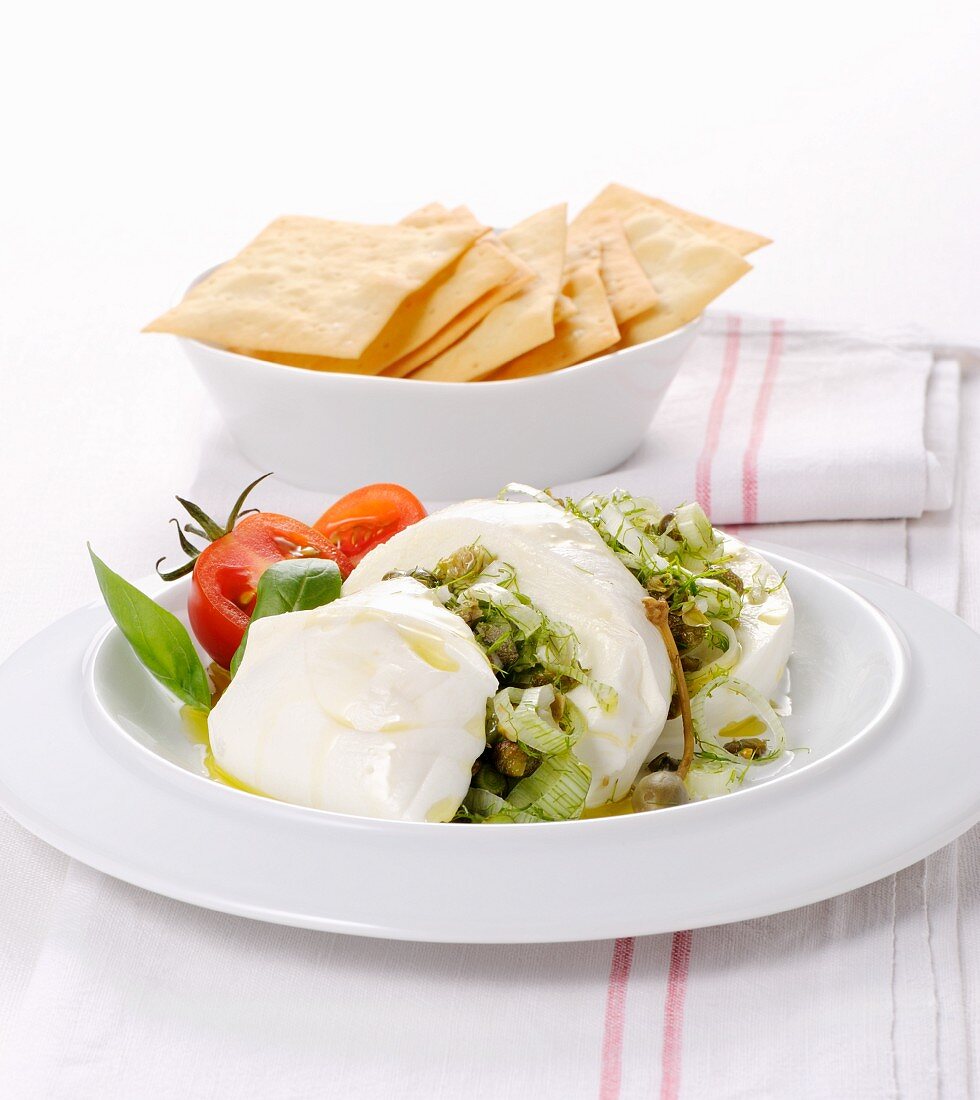 Buffalo mozzarella with caper pesto