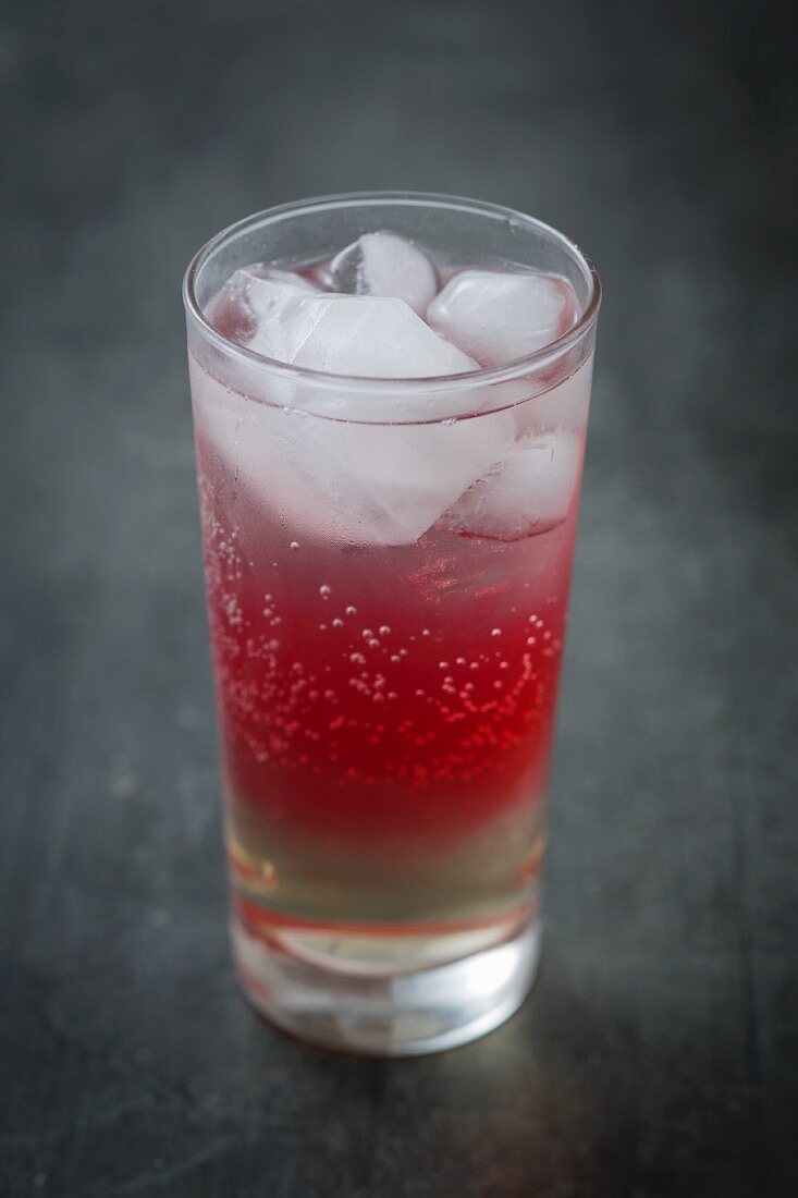 Red syrup with fizzy water