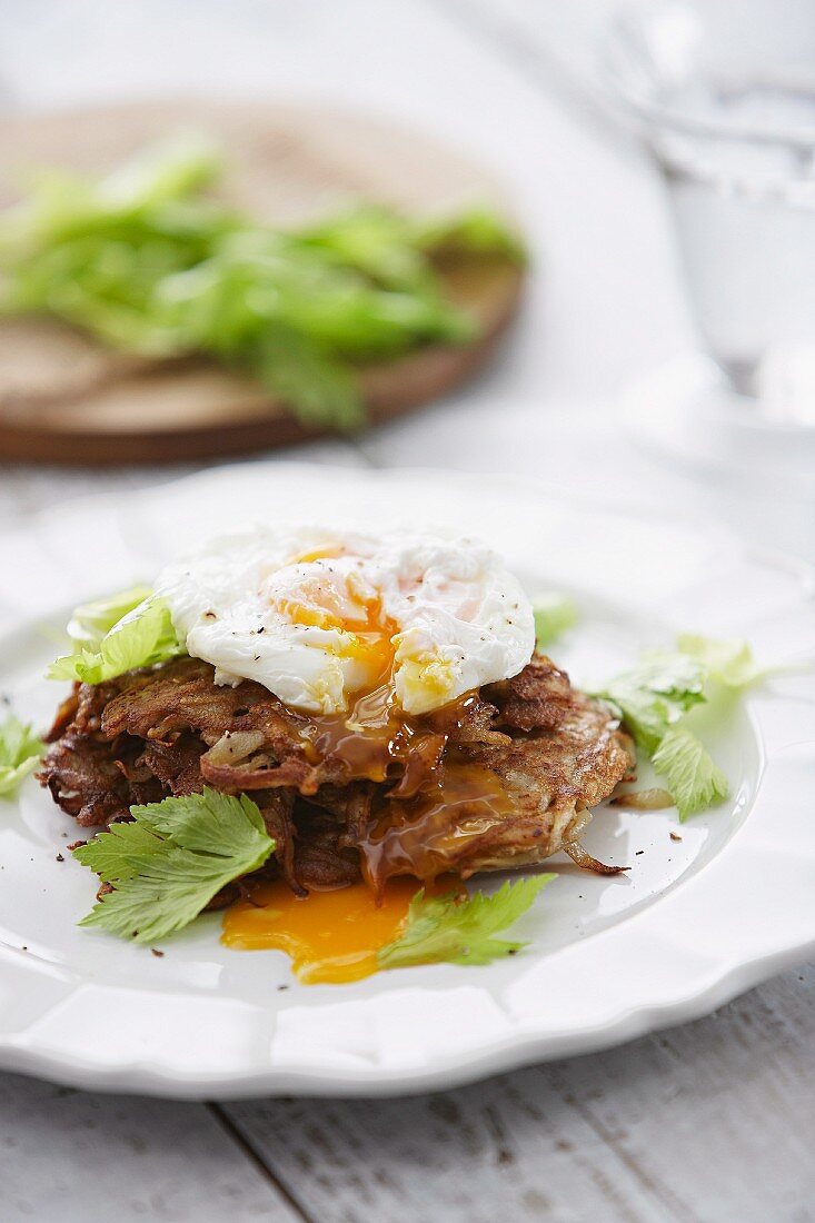 Celeriac and Potato Cakes with Poached Eggs