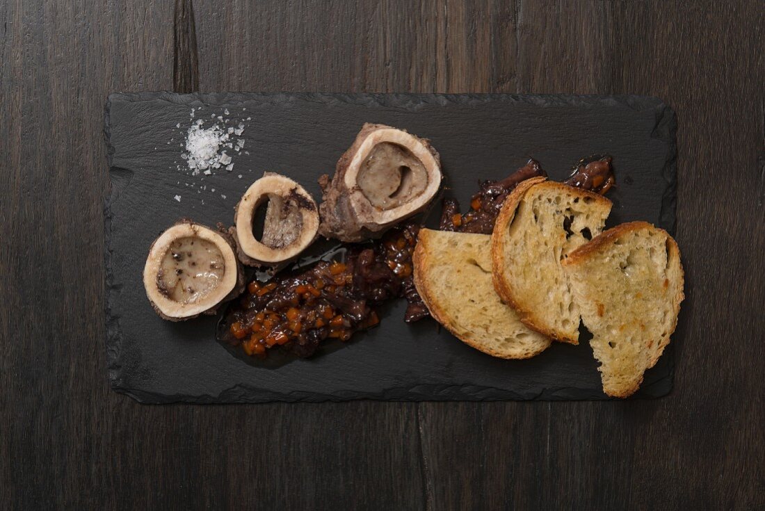 Bone marrow, oxtail confit and crostini