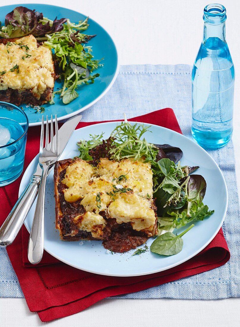 BBQ beef pie with polenta