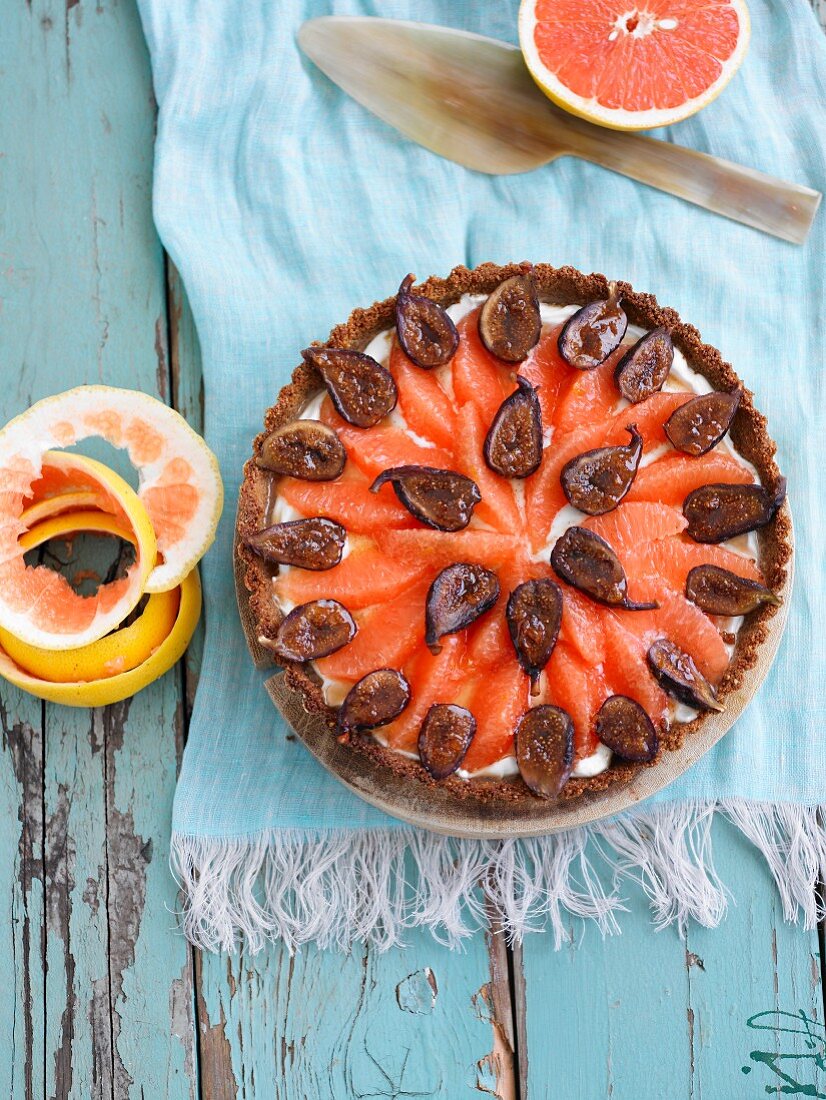 Grapefruit-Feigen-Tarte von oben