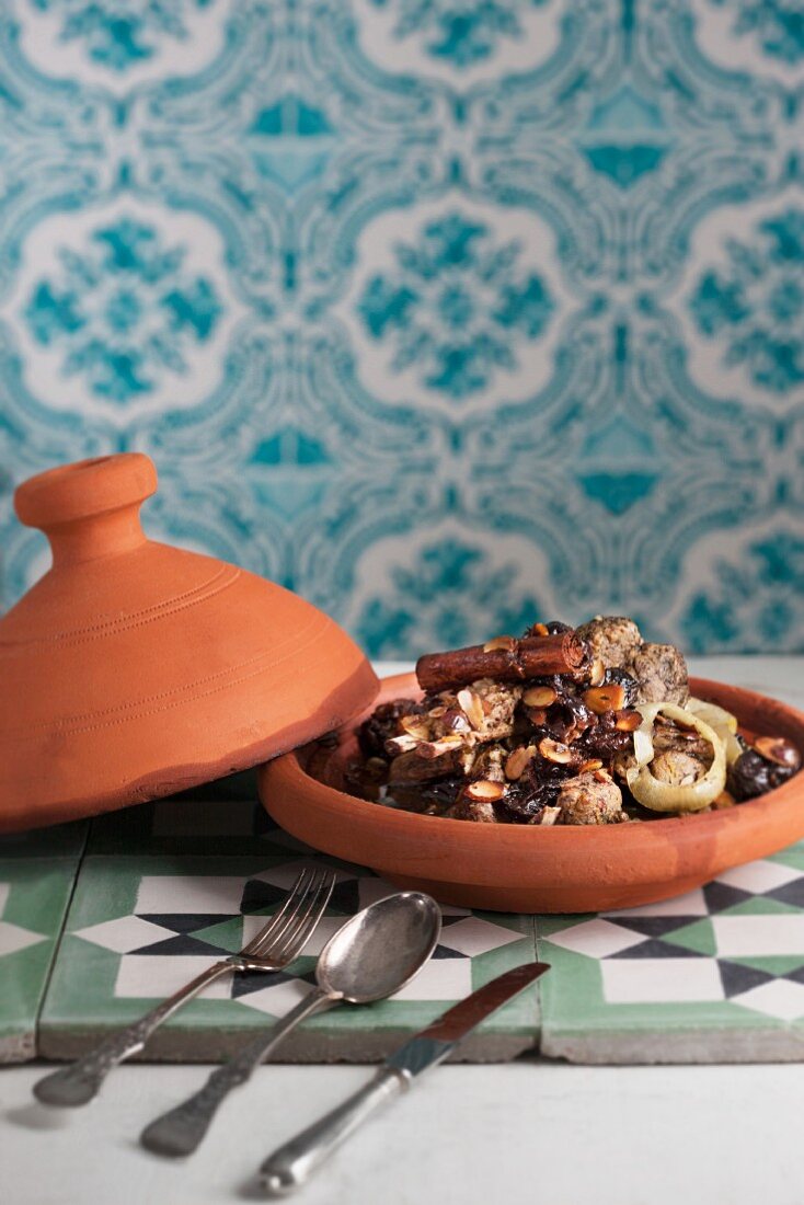 Lamb tagine with plums and almonds (Morocco)