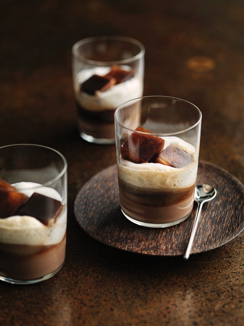 Irish cream with coffee ice cubes