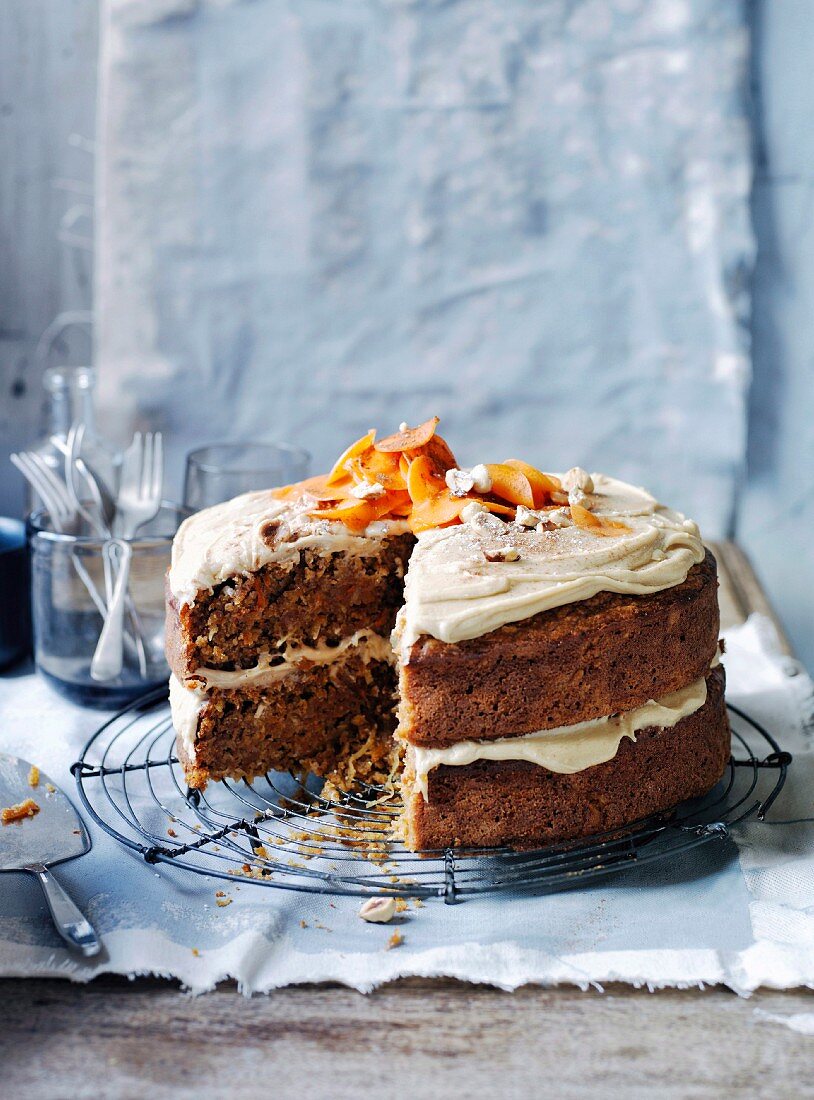 Ginger-carrot cake with salted butterscotch frosting