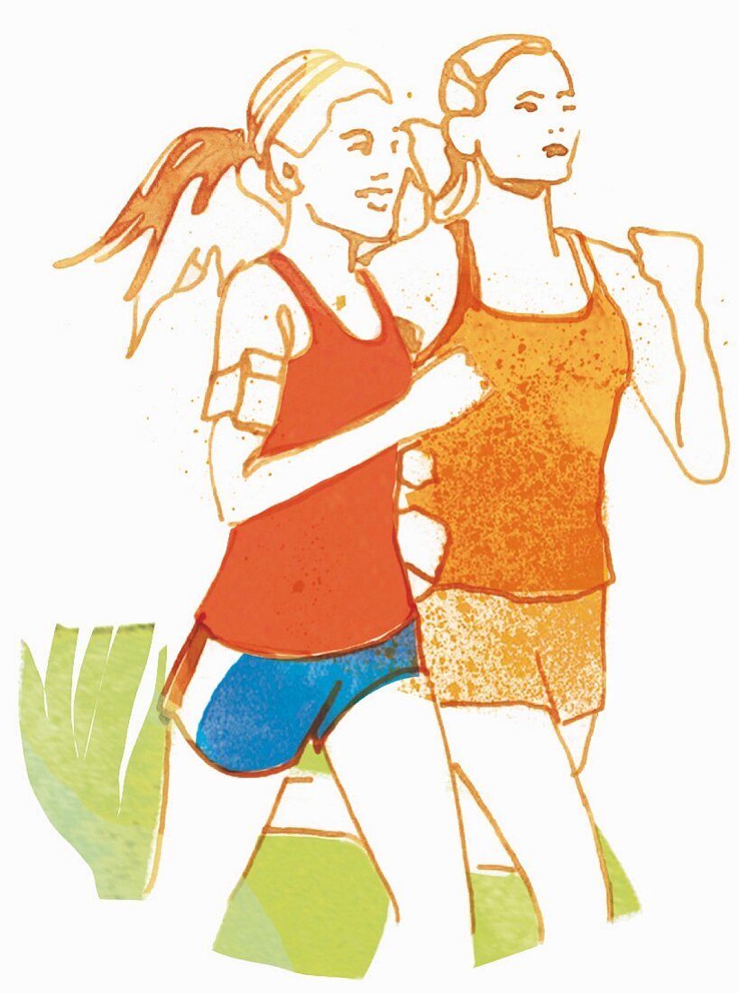 Friends jogging together