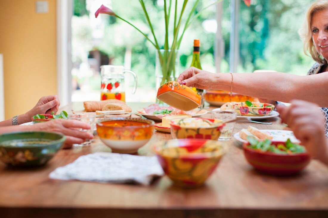 People sitting at a dining table