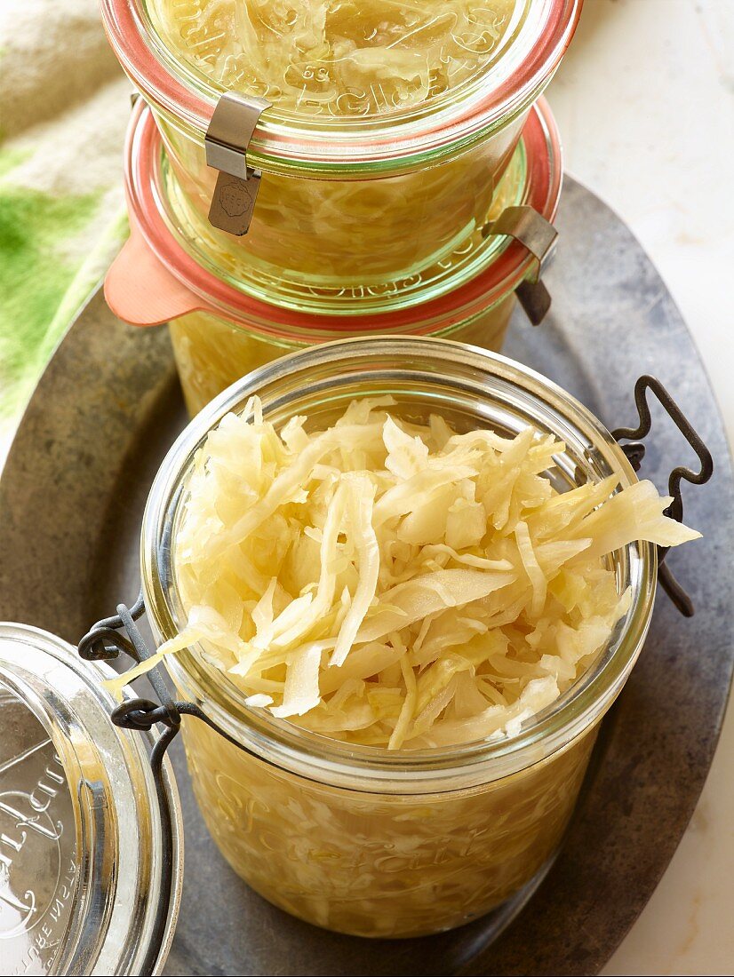 Sauerkraut in jars