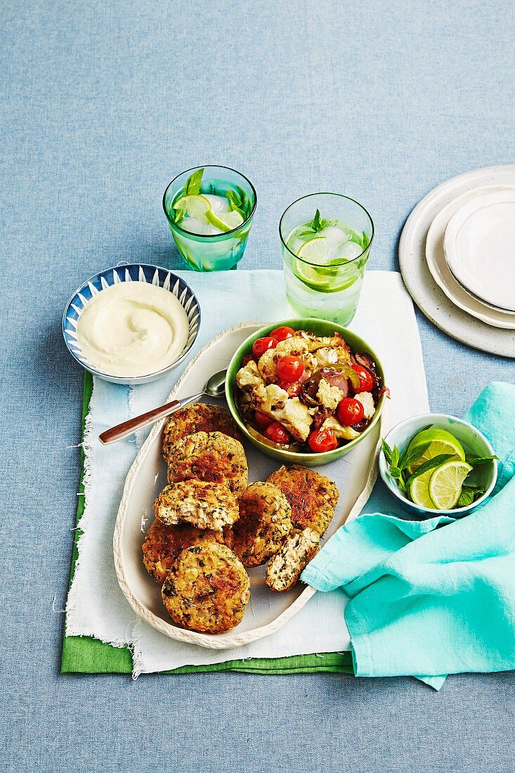 Salmon patties with roasted cauliflower