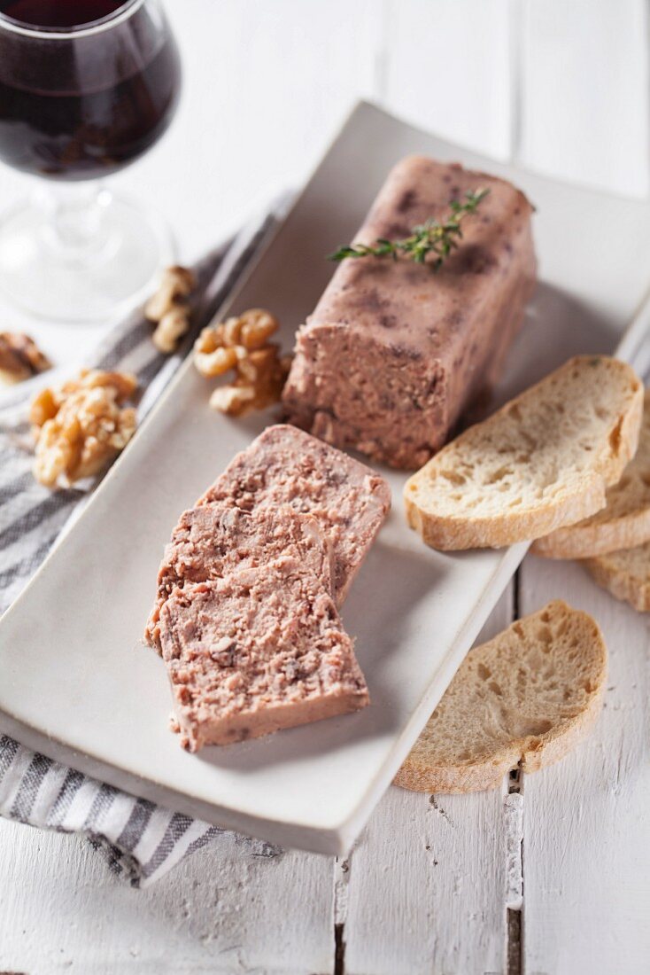 Meat terrine with walnuts and bread