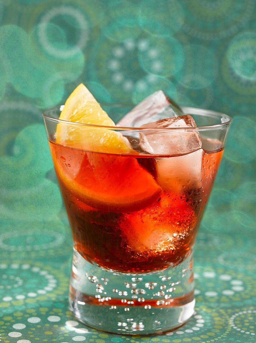 Negroni with ice cubes