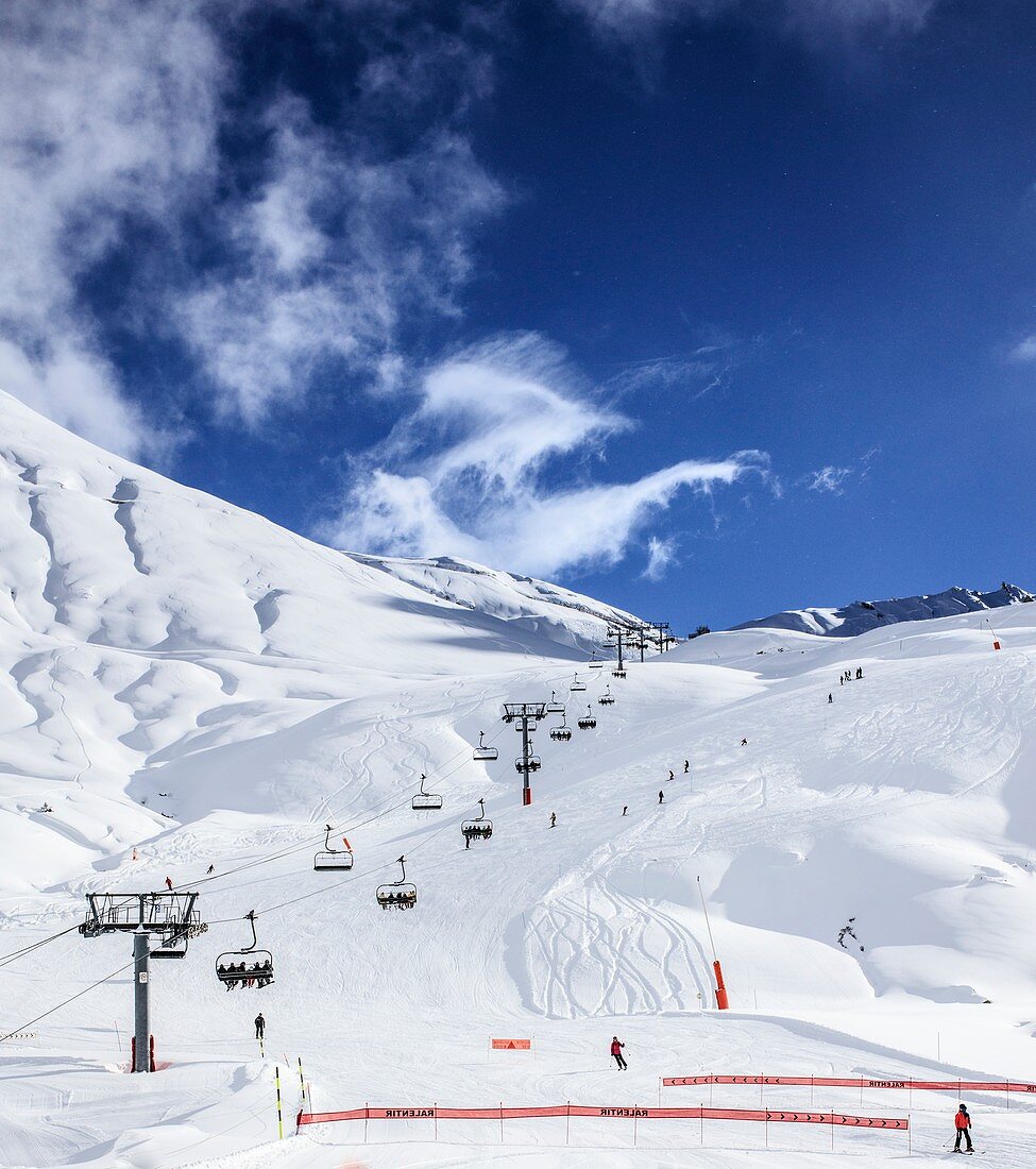 Ski lift and slopes