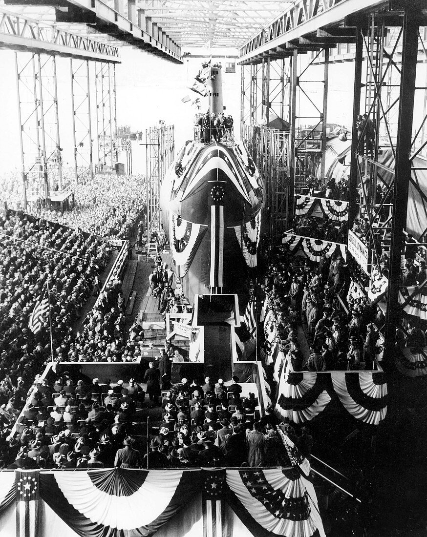 USS Nautilus submarine christening,1954