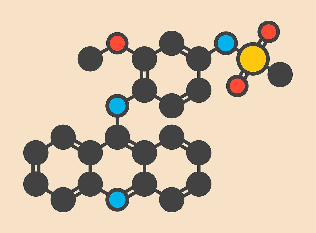 Amsacrine cancer drug molecule
