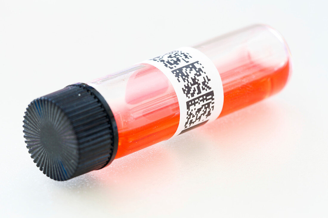 Test tube with qr code