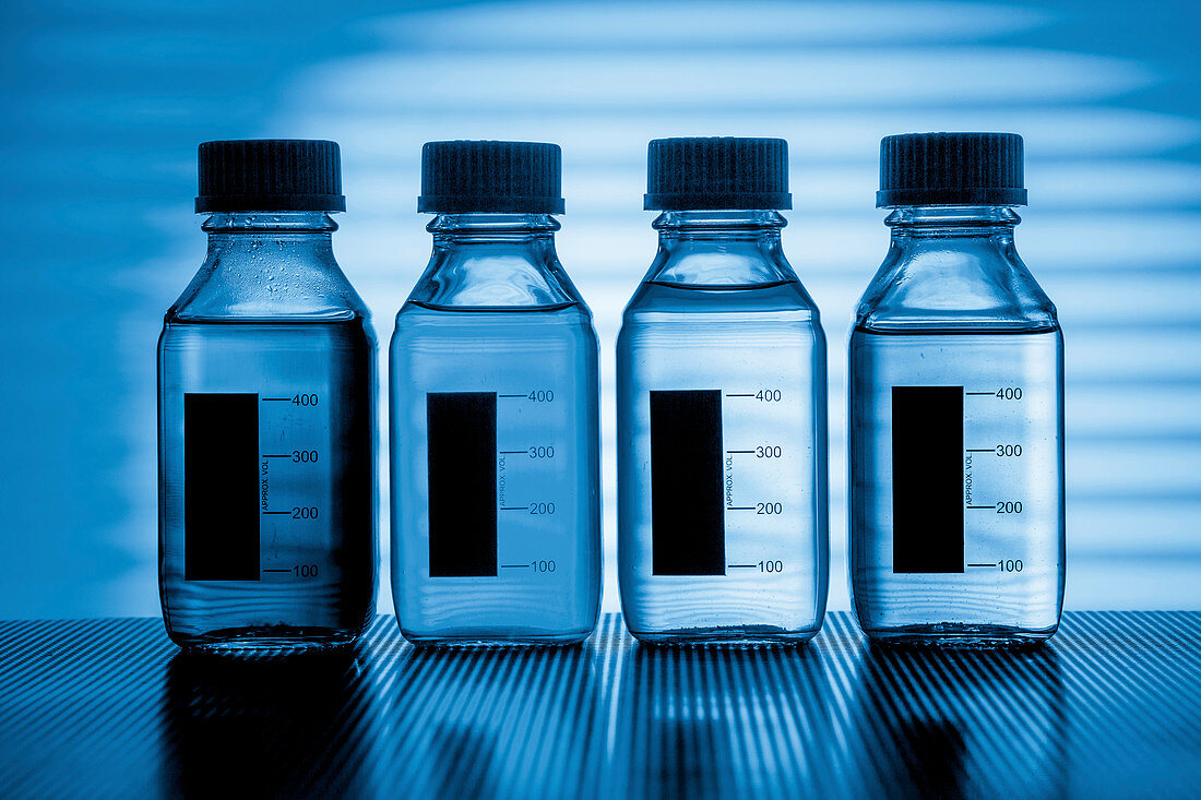 Transparent liquids in plastic bottles