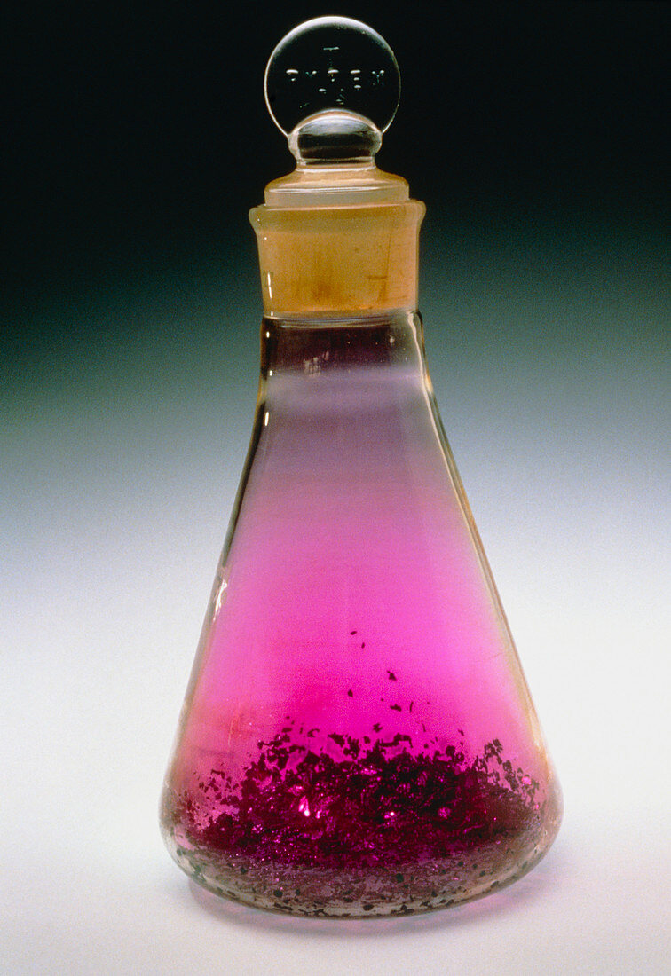 Conical flask containing iodine with gas