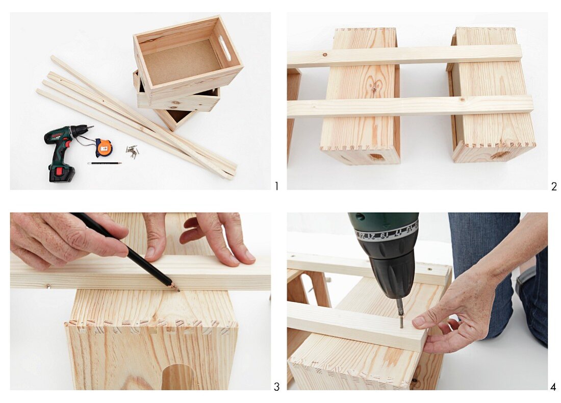 Holzregal aus Holzkisten basteln