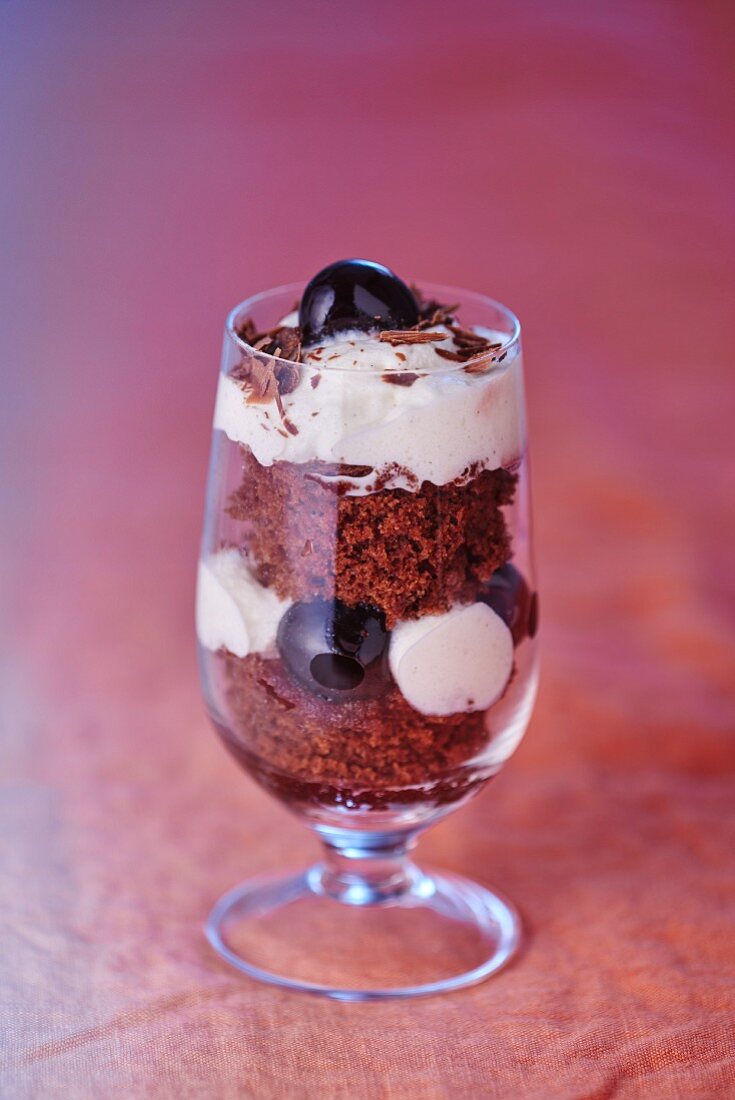 Black Forest push-up cake in a glass