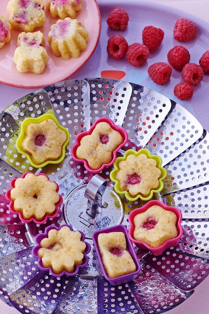 Steamed mini raspberry clafoutis