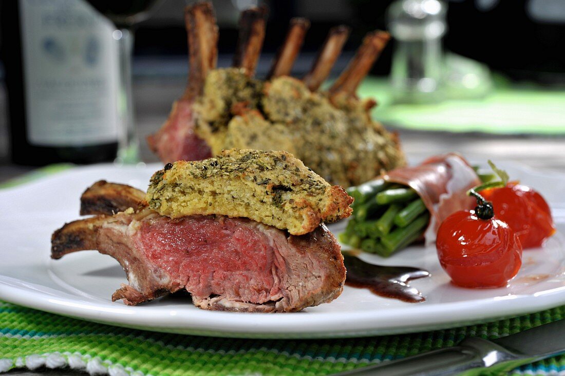 Grilled rack of lamb with sides