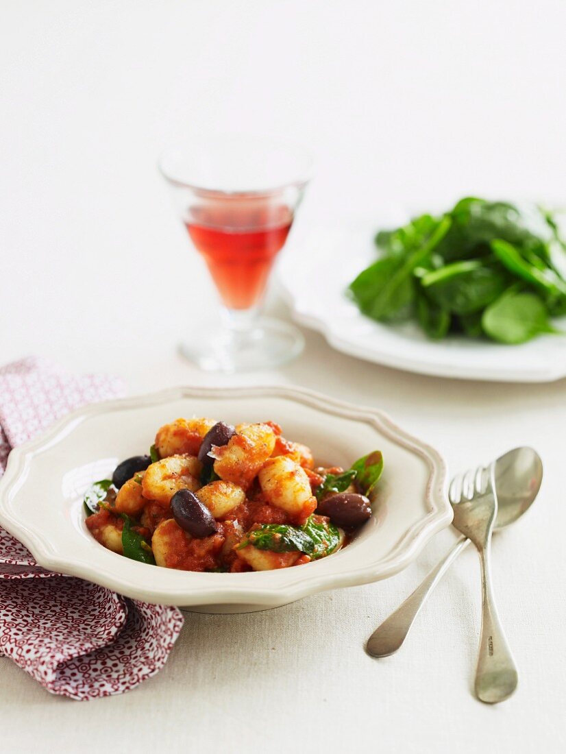 Gnocchi with Spicy Tomato & Spinach Sauce