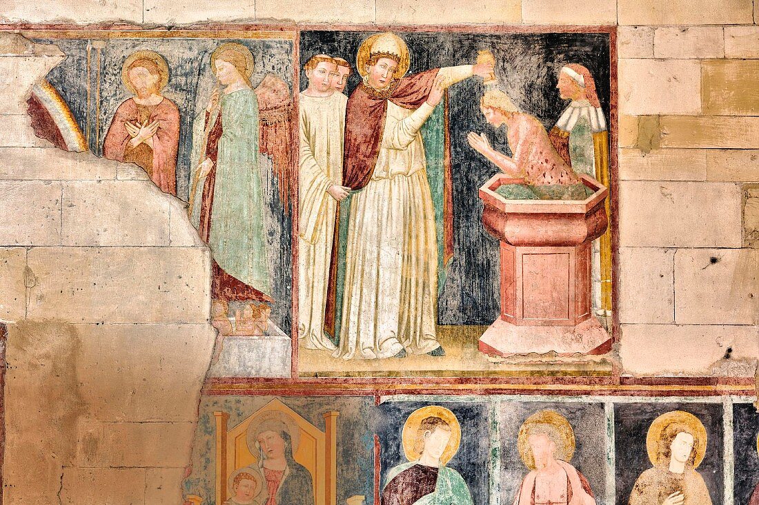 Frescen im Hauptschiff von San Zeno (San Zenone di Verona) Verona, Veneto, Italien