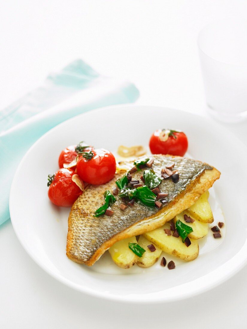 Pan-Fried Snapper with Tomato, Olives & Basil