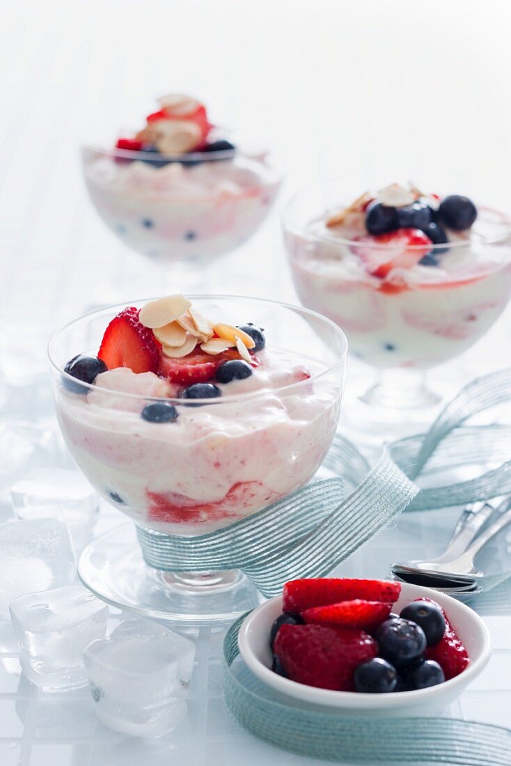 Eton Mess with strawberries and blueberries