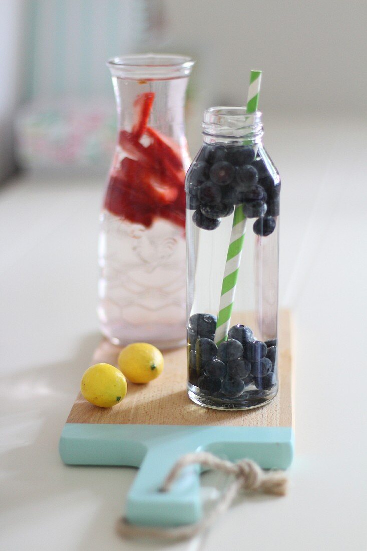Infused water: water flavoured with fresh berries
