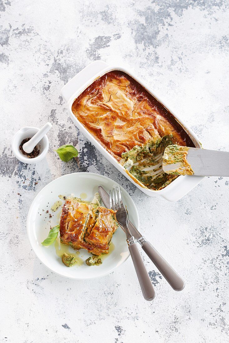 Zucchinilasagne mit Pesto