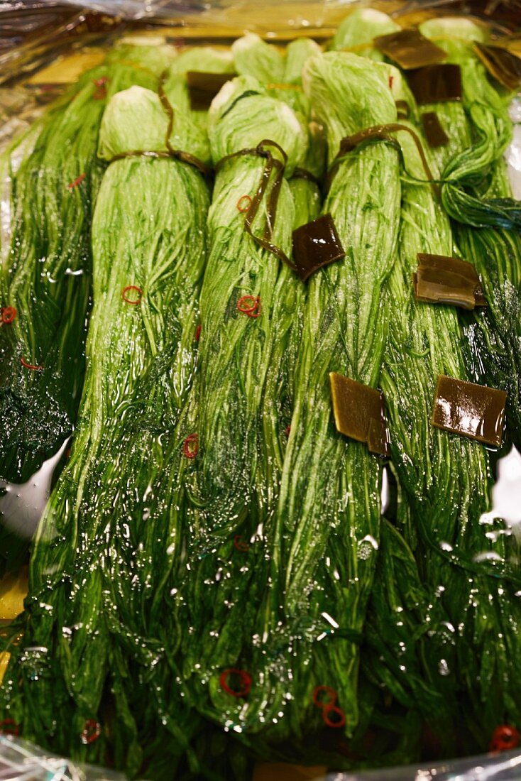 Vegetables at the Nishiki market in Kyoto, Japan