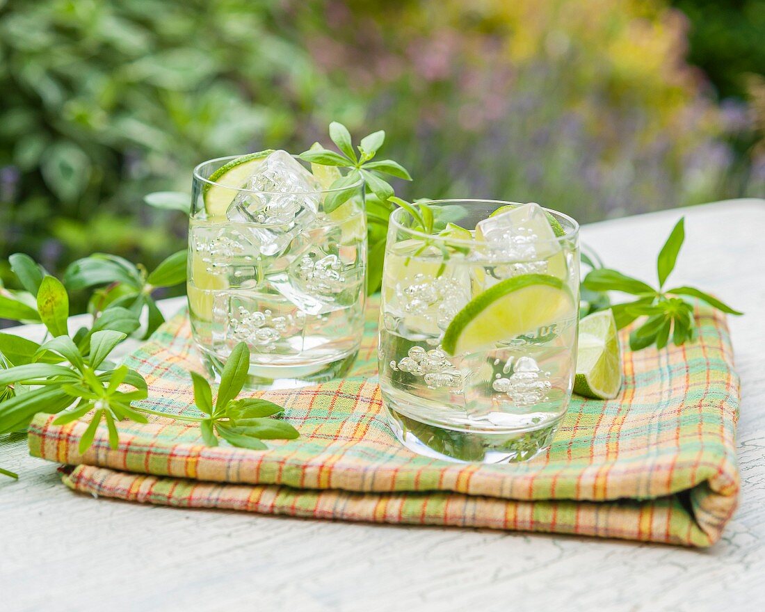 Woodruff May punch on a garden table