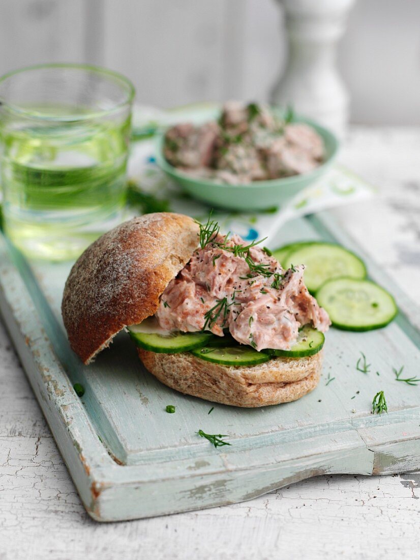 Cucumber and tuna fish sandwich