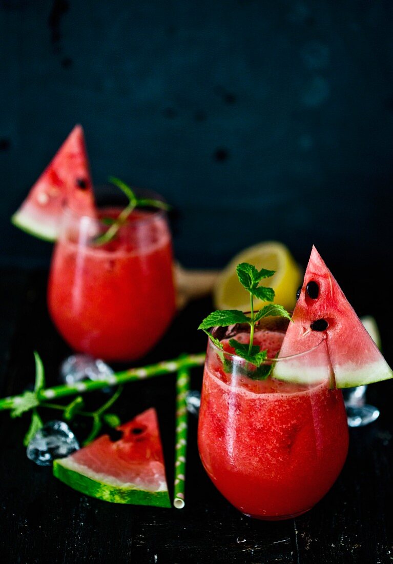 Glasses of watermelon lemonade