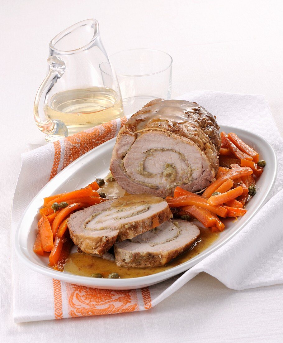 Arrosto di maiale ai capperi (roast pork filled with capers, Italy)