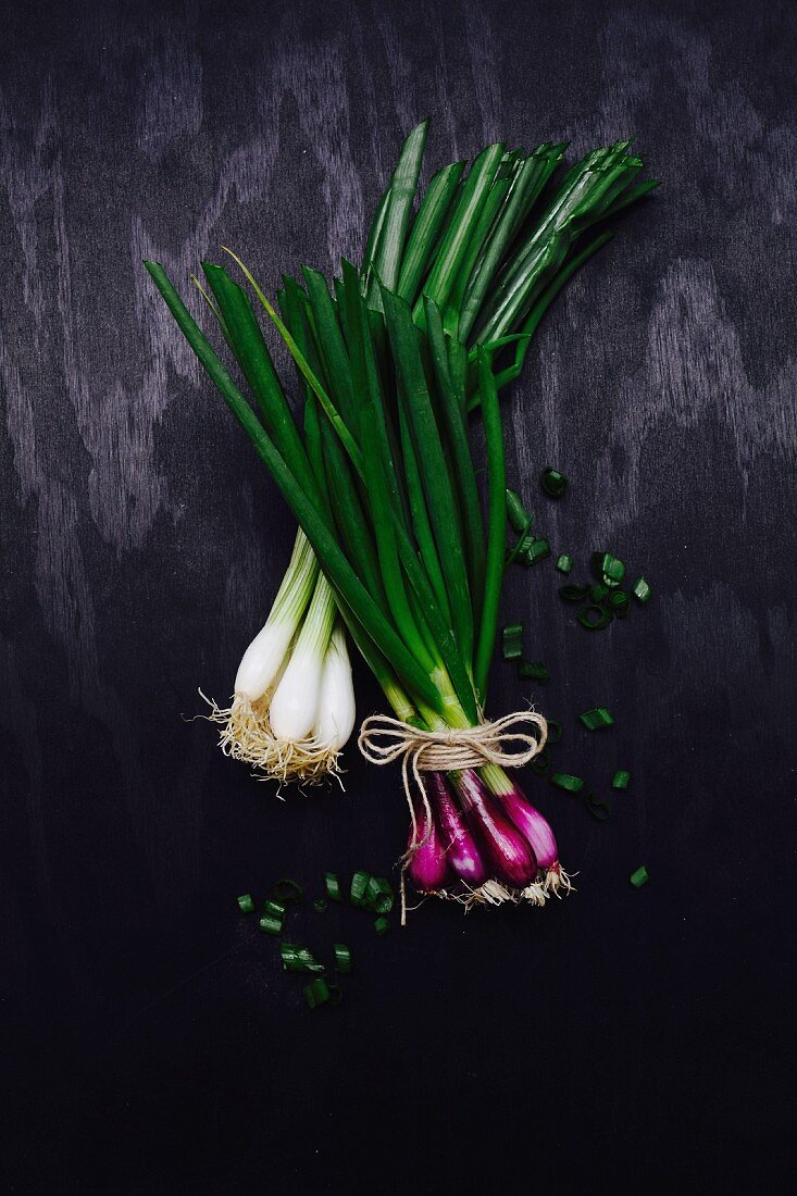 Red and white spring onions