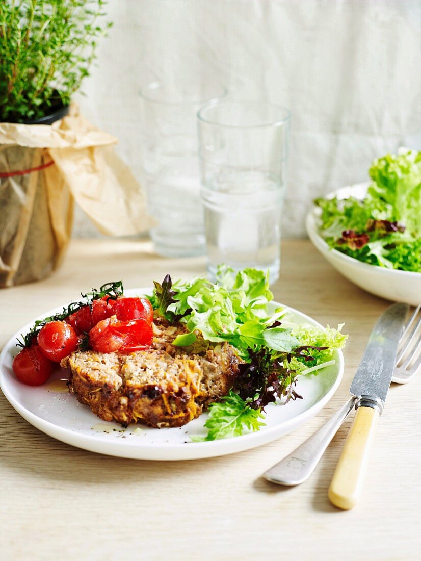 Meatloaf with roast oregano tomatoes