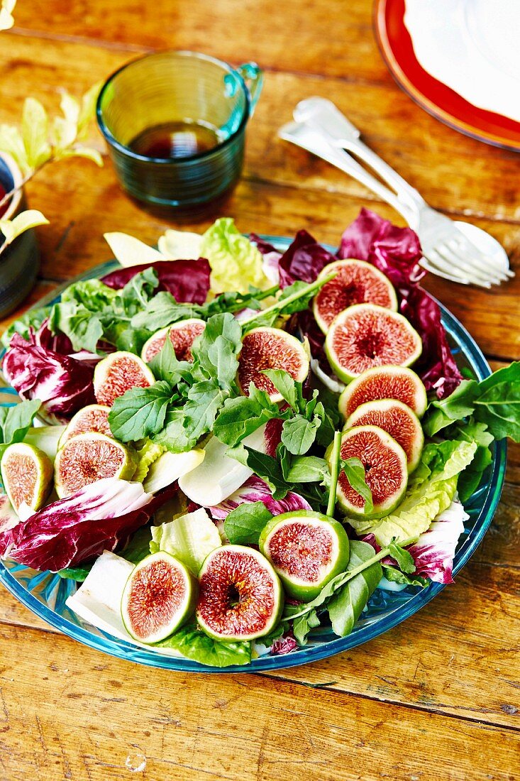 Bitter greens with fresh figs