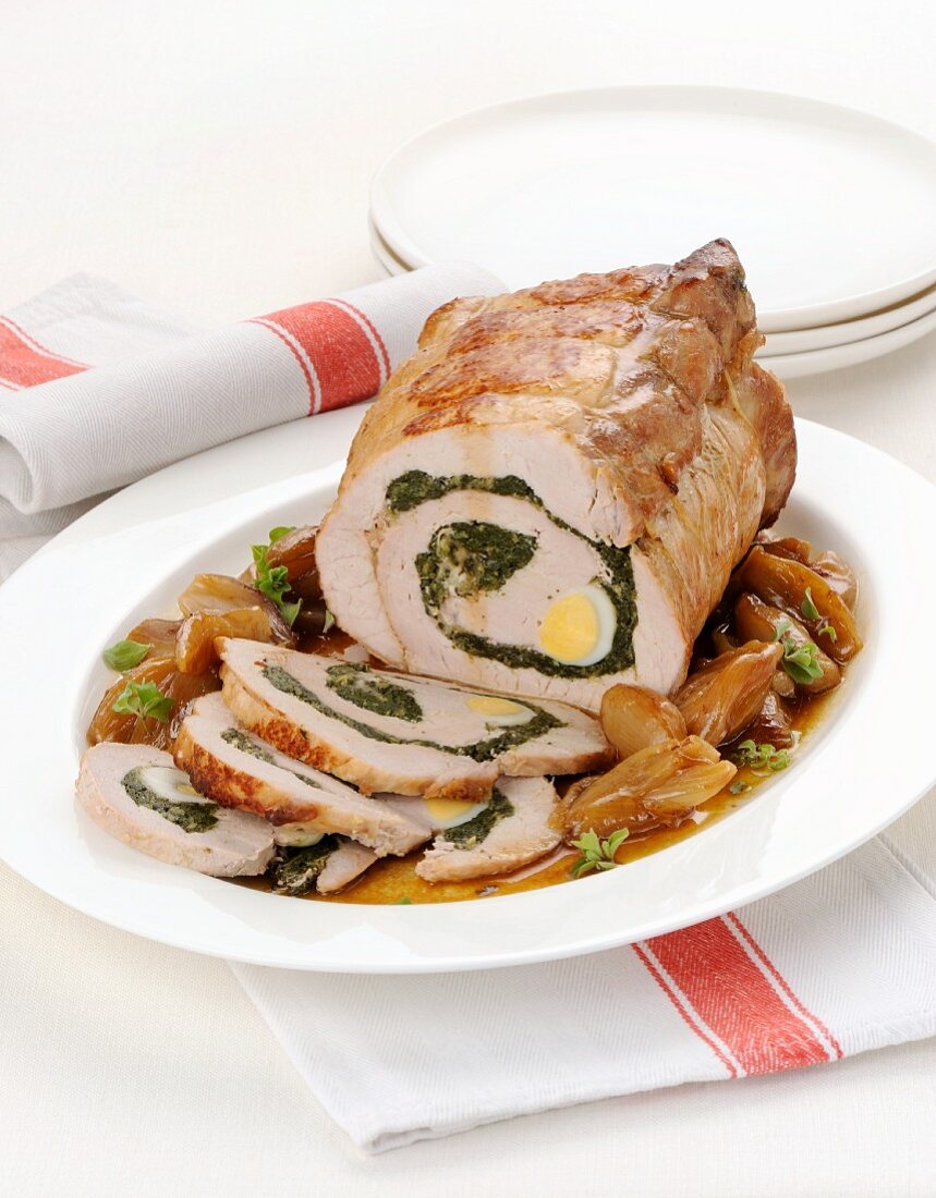 Pork roulade filled with herbs and eggs