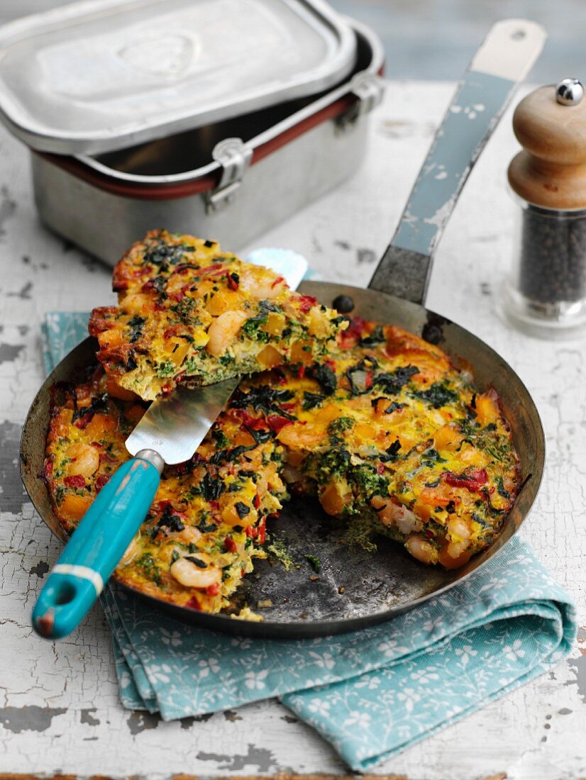 Spicy prawn frittata with herbs