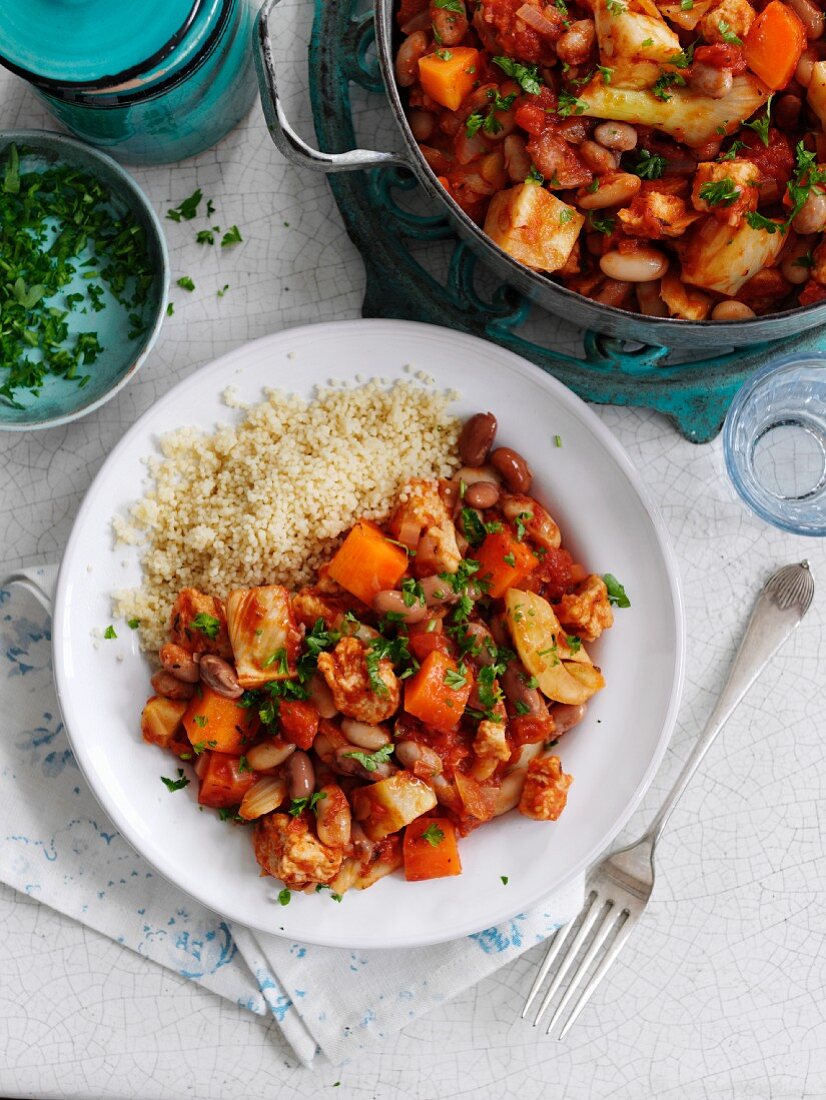 Vegetarian cassoulet with couscous